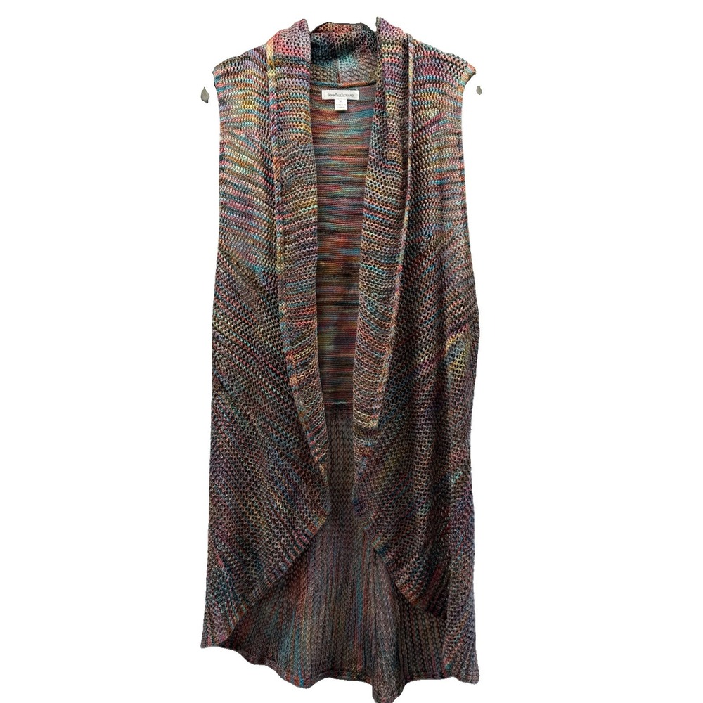 John Paul Richard Women's Knit Vest Size XL Rainbow Colorful Bohemian Sleeveless